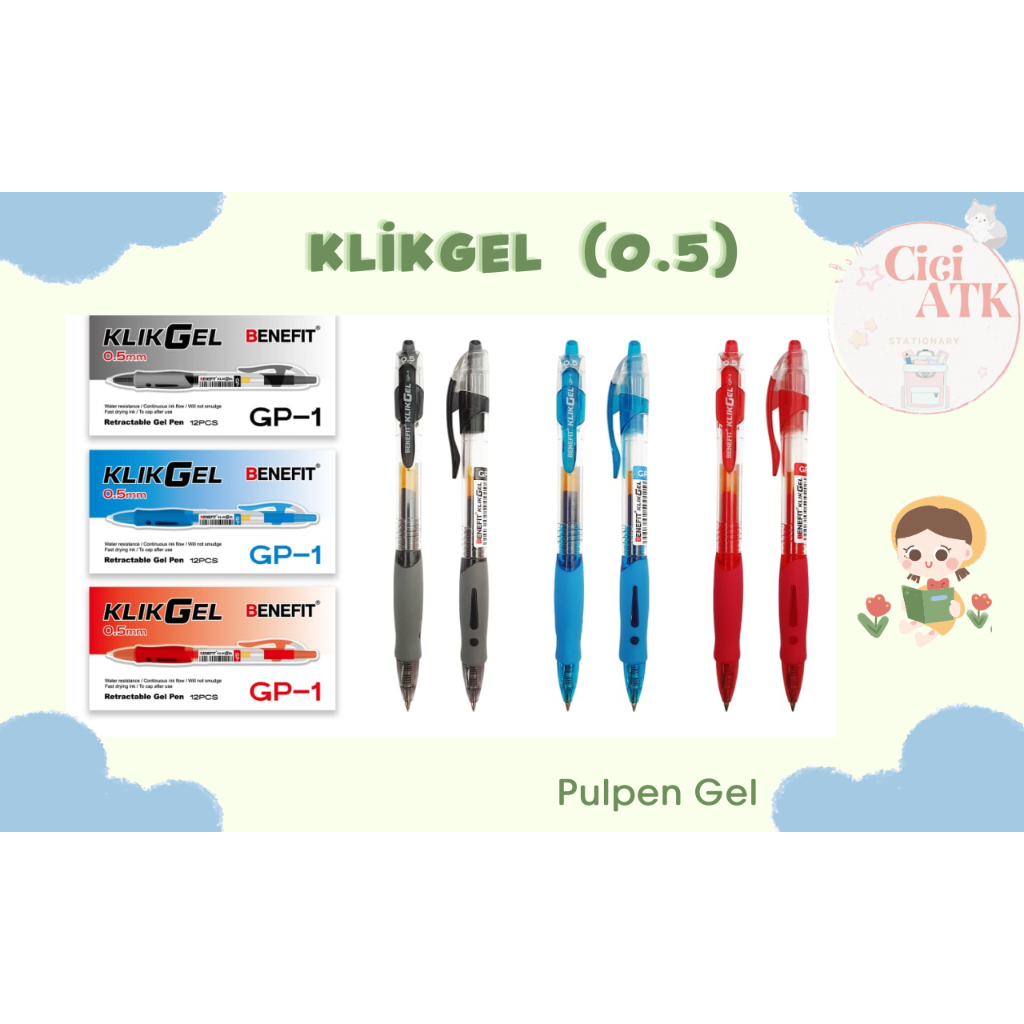 

Pulpen Gel 0.5mm - Klikgel (Benefit) - Isi 12 pcs