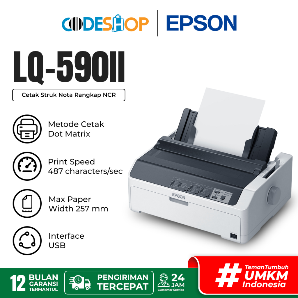 Printer Dot Matrix Epson LQ-590II Cetak Kertas A4 A5 A6