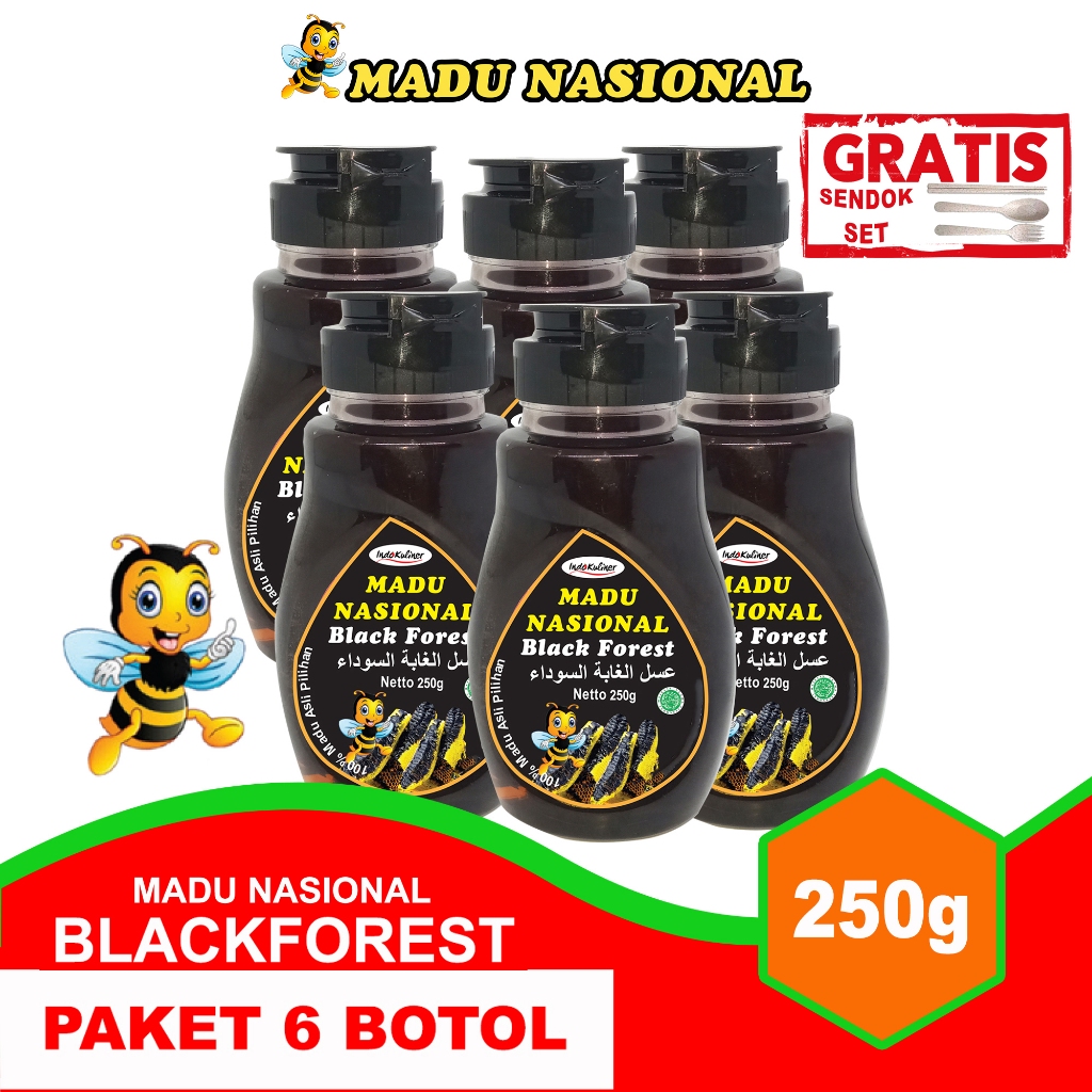 

Madu Nasional Black Forest 250gr + Propolis Polen Royal Jelly 6 Botol