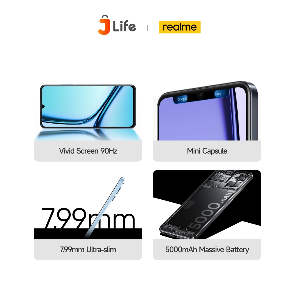 Jlife - realme Note 50 4GB+4GB*|64GB / 4GB+4GB*|128GB (90Hz Vivid Display | Mini Capsule | Ultra Slim Body | 13 MP AI Camera | 5000mAh Battery)-5