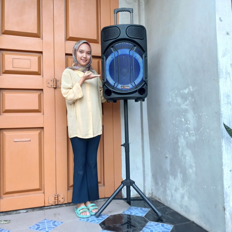 Kaki Tiang Tripod Speaker Portable Koper