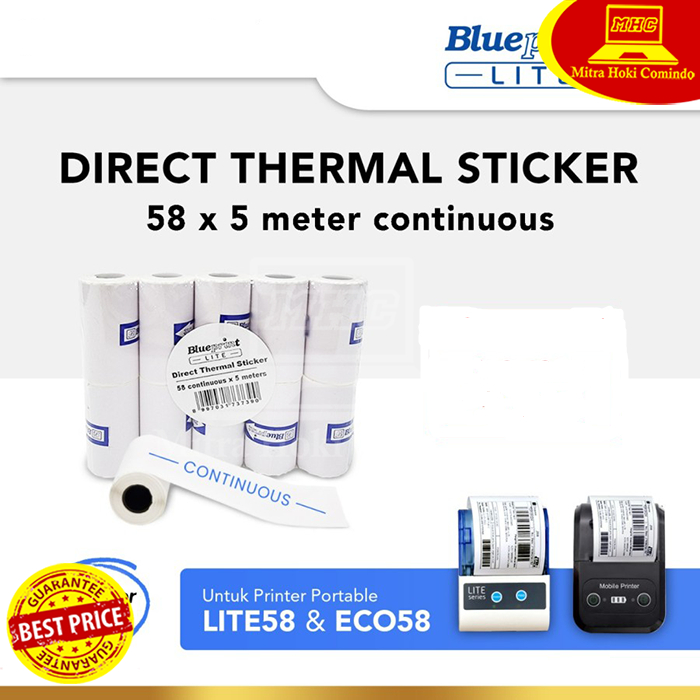 

Kertas Stiker Label Stiker Thermal Continuous Blueprint Lite 58 x 5meter