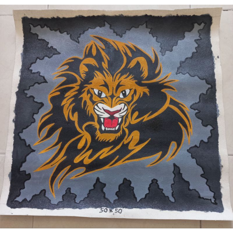 Lukisan kanvas singa 002