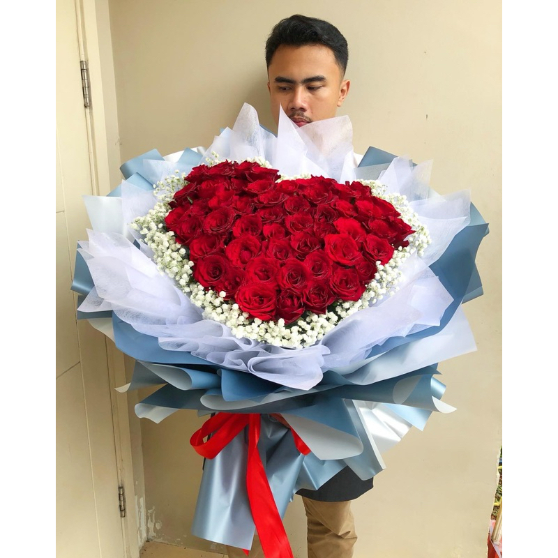 INSTANT DELIVERY Red Roses Flower Bouquet Premium Fresh Flowers Bunga Asli Mawar Merah Buket Florist