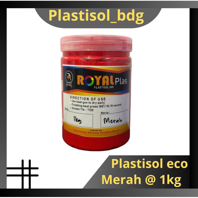 

Tinta Plastisol Merah Economis @ 1kg Royalplas