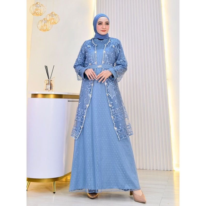Gamis Raline Outer Gamis Lebaran Gamis Modern Dress Muslimah Baju Pesta Outfit Kondangan Dress Lebar