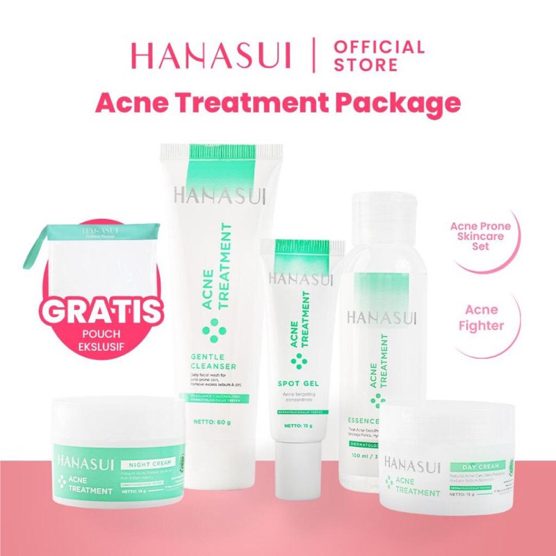 Paket Hanasui Acne Treatment Series 5in1 - Paket Skincare Hanasui Halal Original BPOM