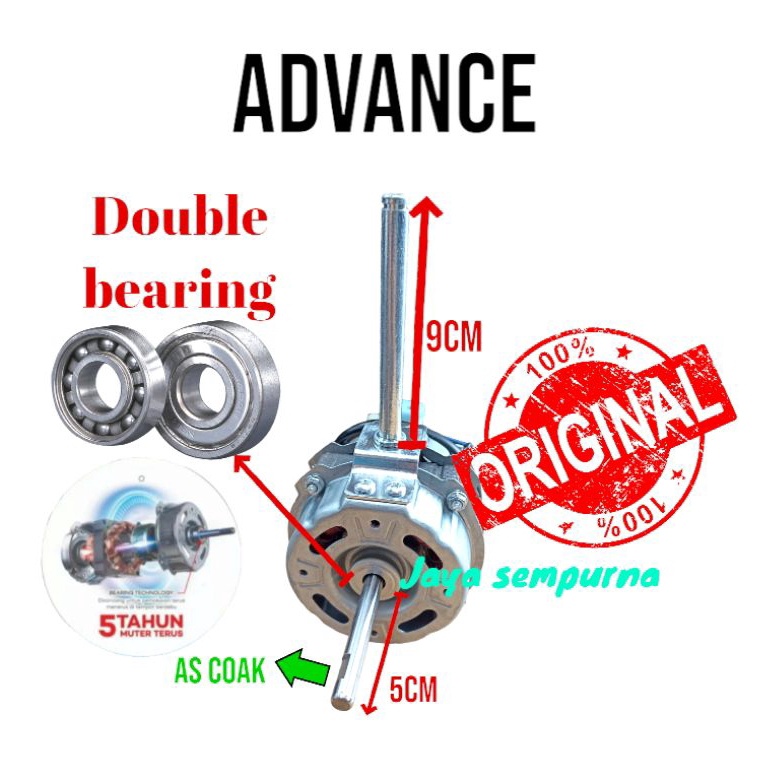 TERBARU DINAMO KIPAS ANGIN DOUBLE BEARING ADVANCE TDS 18 INCH