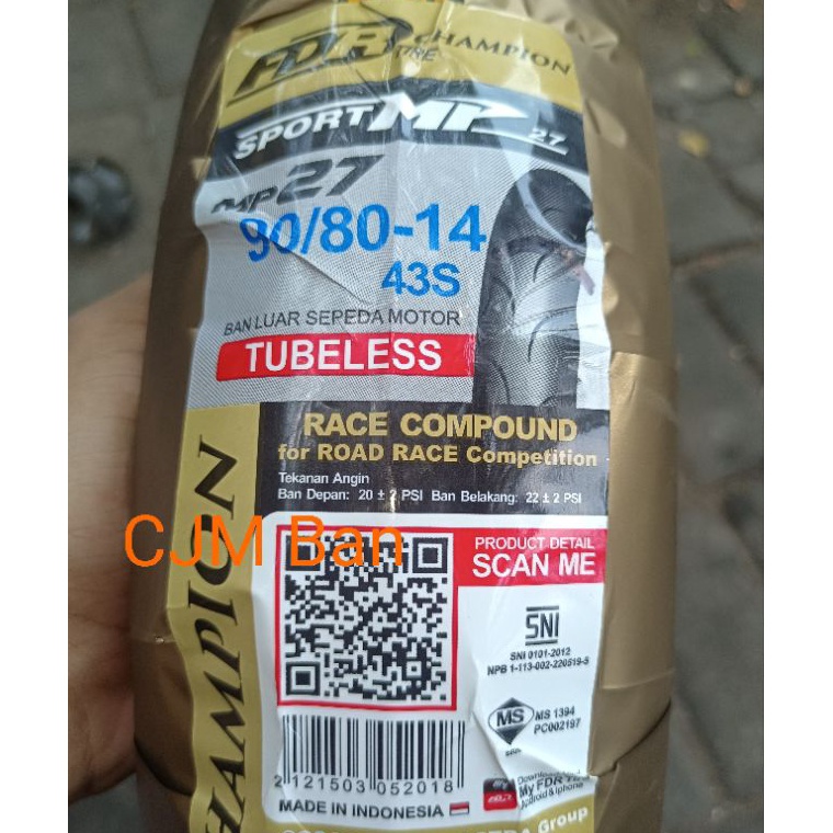 Stok Terbaru Ban Tubeless depan belakang FDR Sport MP 27 9814 for Vario 1251511Beat F1esppopstreetMi