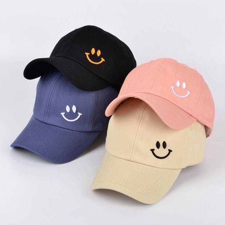 Terlaris 2024 Topi Baseball Pria Wanita Kekinian Caps Smile Samping Casual COD