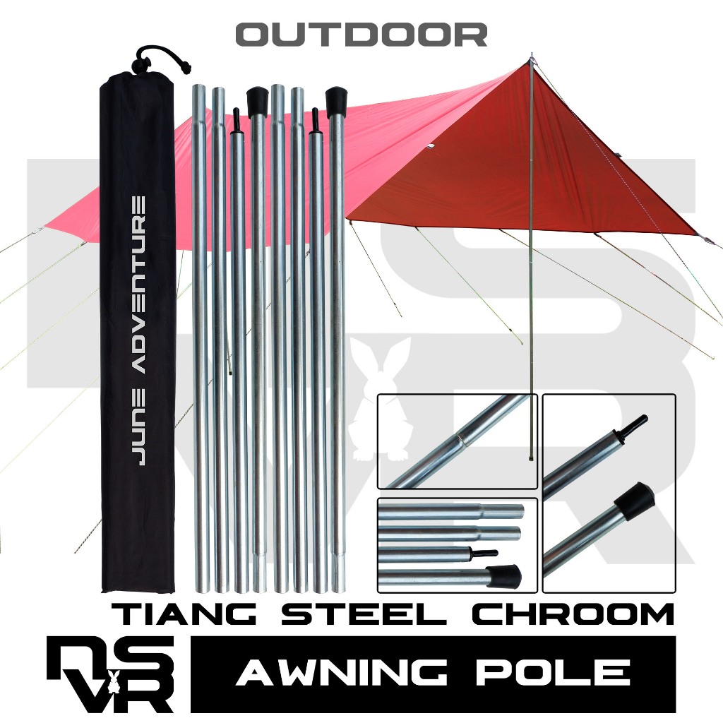 tiang flysheet tenda june adventure bahan steel chroom tiang tenda serbaguna 4 meter dua tiang 200 c
