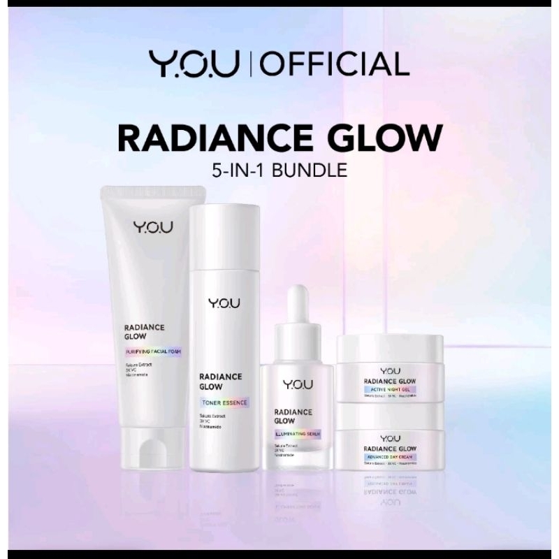 YOU RADIANCE GLOW | PAKET SKINCARE RADIANCE GLOW | SERUM, TONER, FACIAL WASH, DAY & NIGHT CREAM
