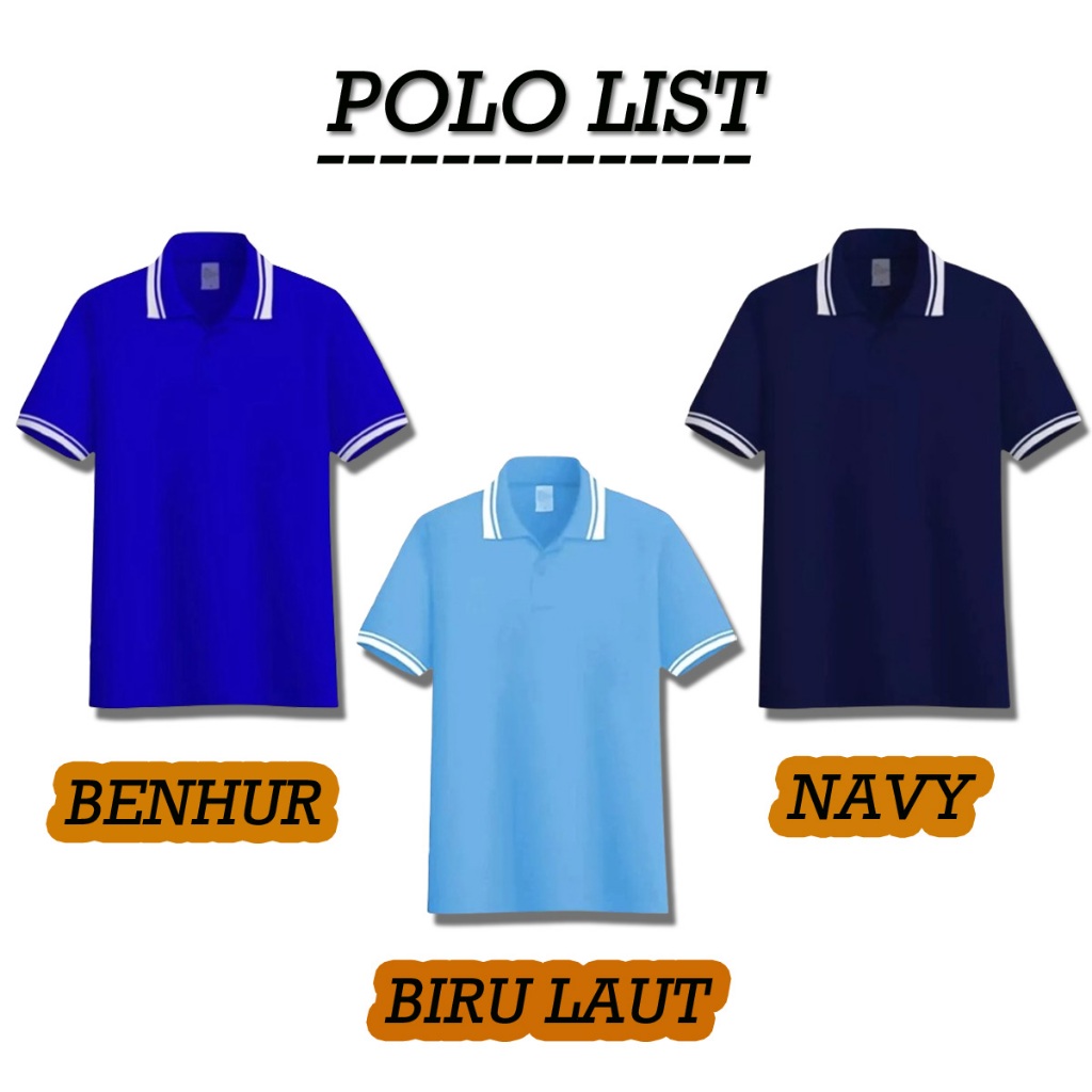 Baju Polo List Lengan Pendek / Atasan Polo pria dan Wanita motif List Polos / Baju kaos kerah Polo w