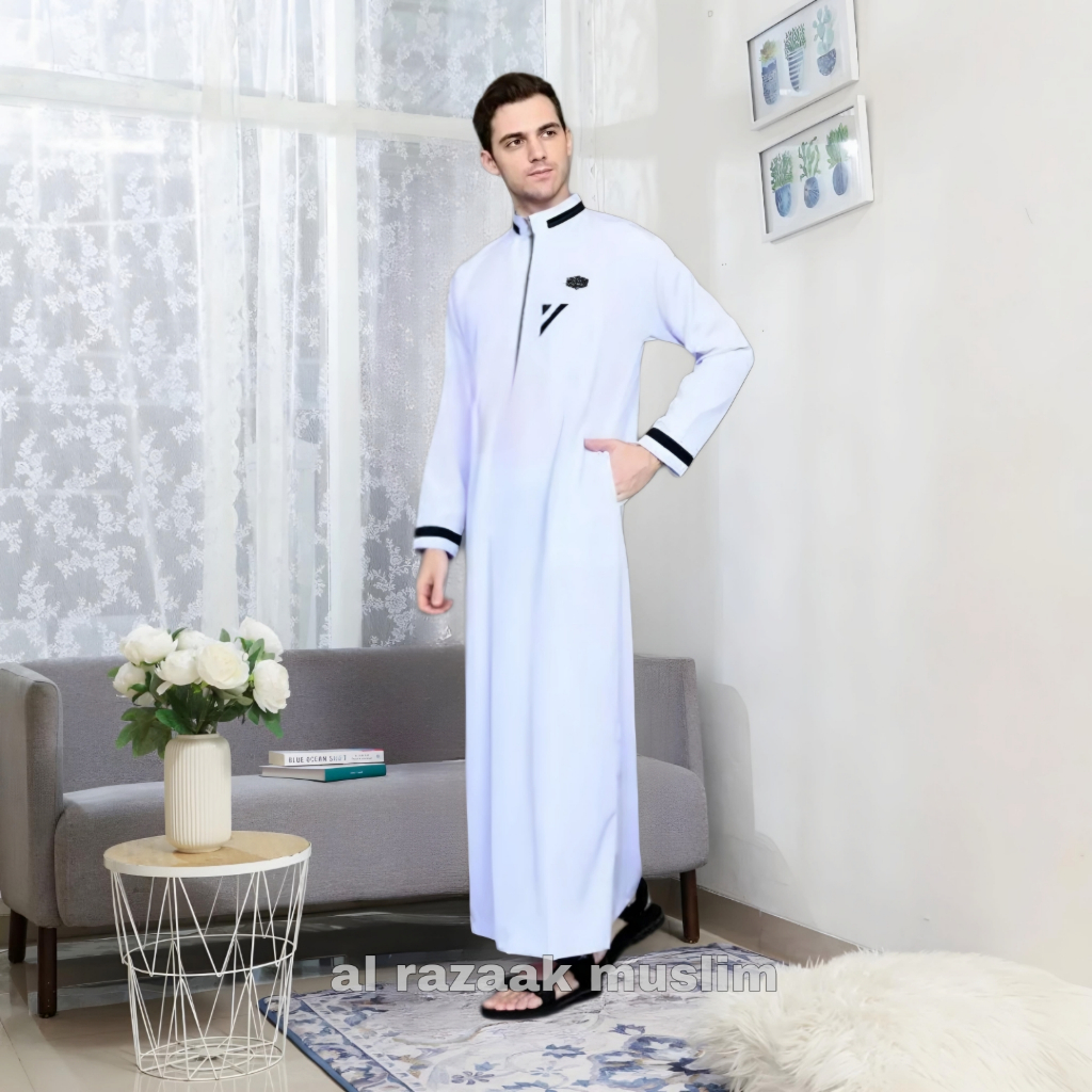 Baju Jubah Gamis Pria Laki Laki Dewasa Muslim Original Katun Bergaransi Motif Simple