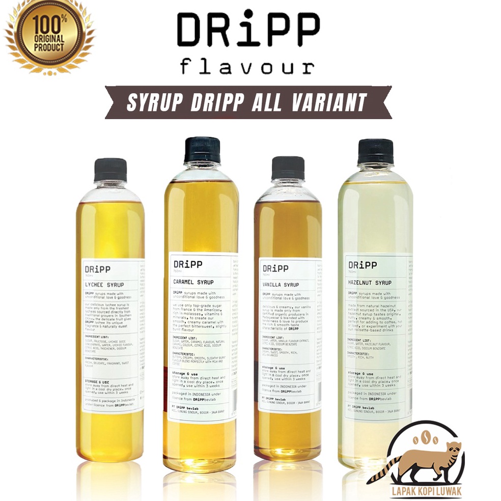 

REF268 GROSIR Dripp Syrup All Variant Sirup Dripp Pandan Caramel Hazelnut Vanilla Lychee Palm Sugar