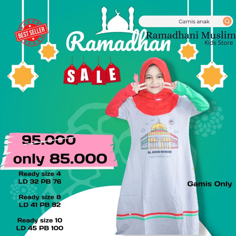 Gamis Kaos Anak usia 4-8 tahun baju muslim anak perempuan islami