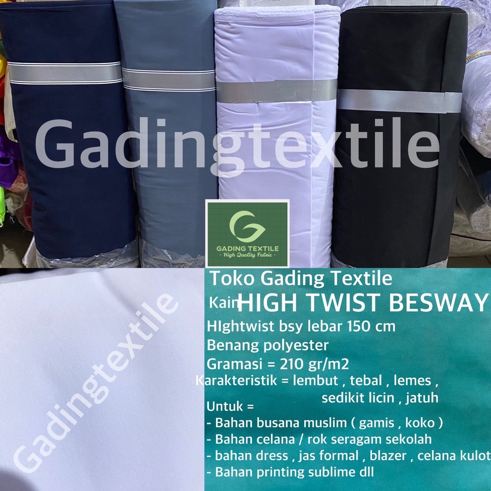 ITX543   per setengah meter  kain HIGH TWIST BESWAY HIGHTWIST BSY NIKITA polyester lebar 15 cm bahan