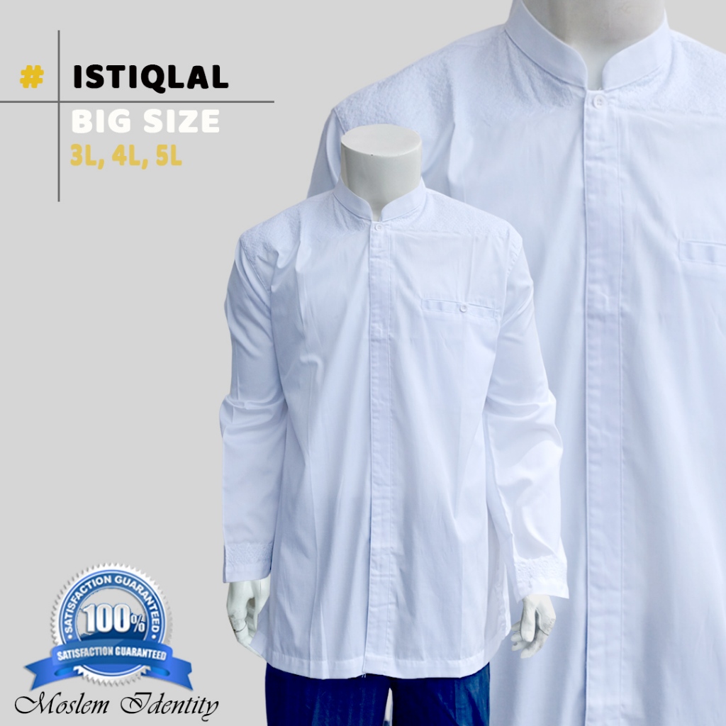 Baju Koko Putih Jumbo big size 3L 4L dan 5L Baju Koko Bordir,  Baju Koko Lengan Panjang Jumbo