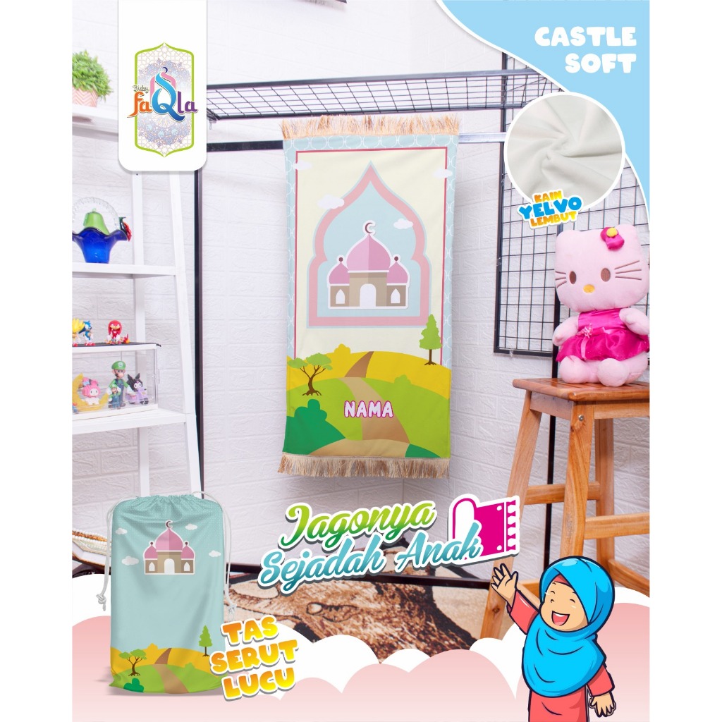 Sajadah Anak Perempuan | Sejadah Custom Nama | Bukan PO