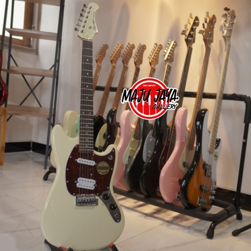 gitar elektrik bacchus universe BMS SH/R mustang Olympic white