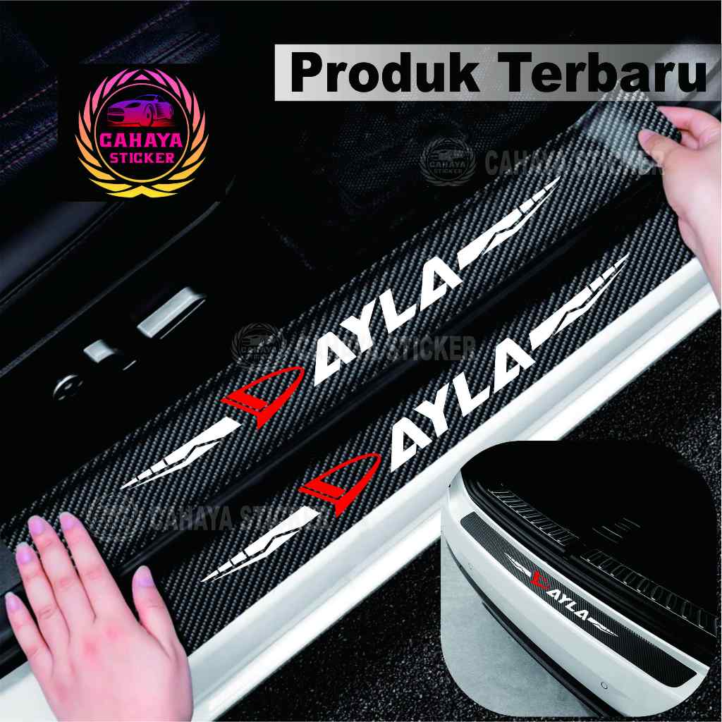 5 PCS sticker mobil daihatsu ayla sticker sill plate carbon 3D mobil daihatsu ayla sticker carbon ay