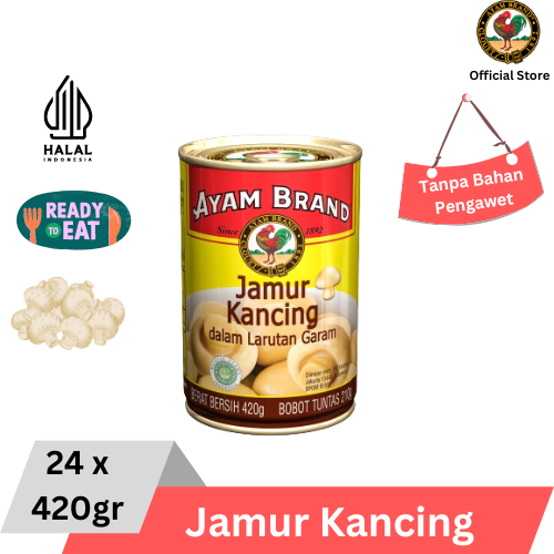 

Ayam Brand - Jamur Kaleng Kancing Air Garam Mushroom 24 pcs 420gr