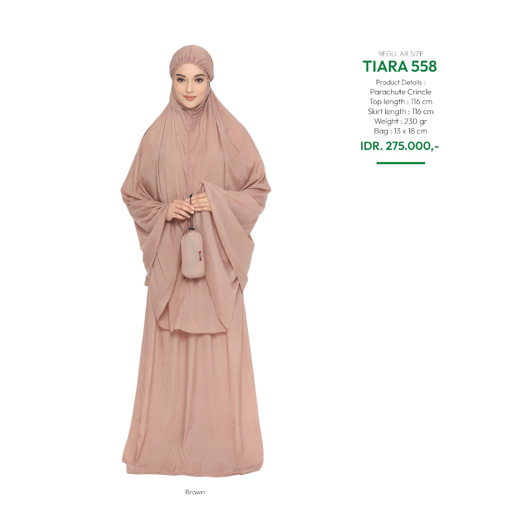 Mukena Tatuis Tiara 558 Parasut Crincle Polos Travel Brown