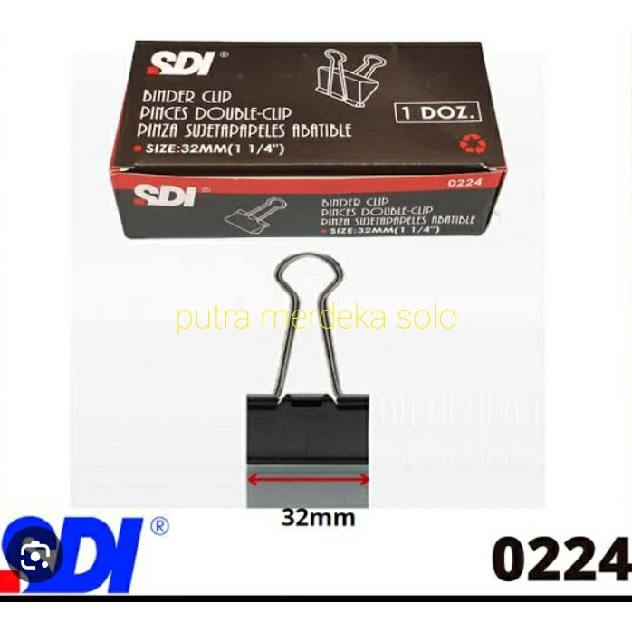 

Binder Clip SDI No 0224 32mm 1.25 inch Penjepit Metal Kertas 155 - 1 Pack Isi 12 pcs