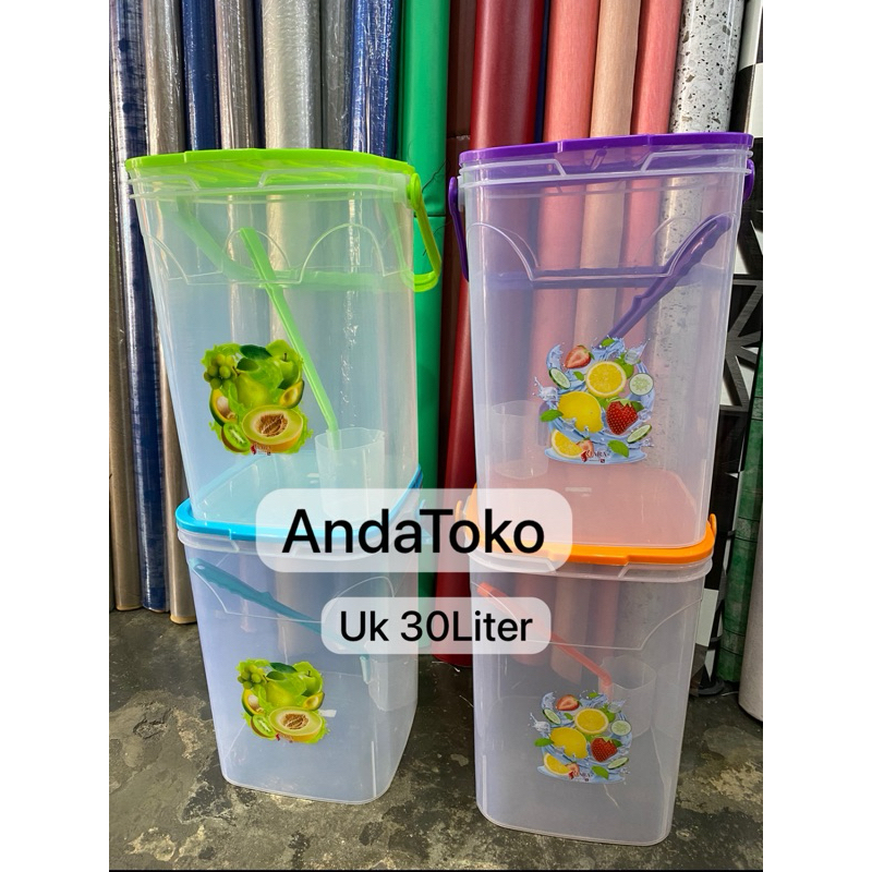 Wadah Es Buah 30Liter Petak, Toples 30Liter + Centongan