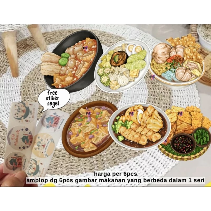 

6 pcs amplop lebaran 3D motif jajanan makanan