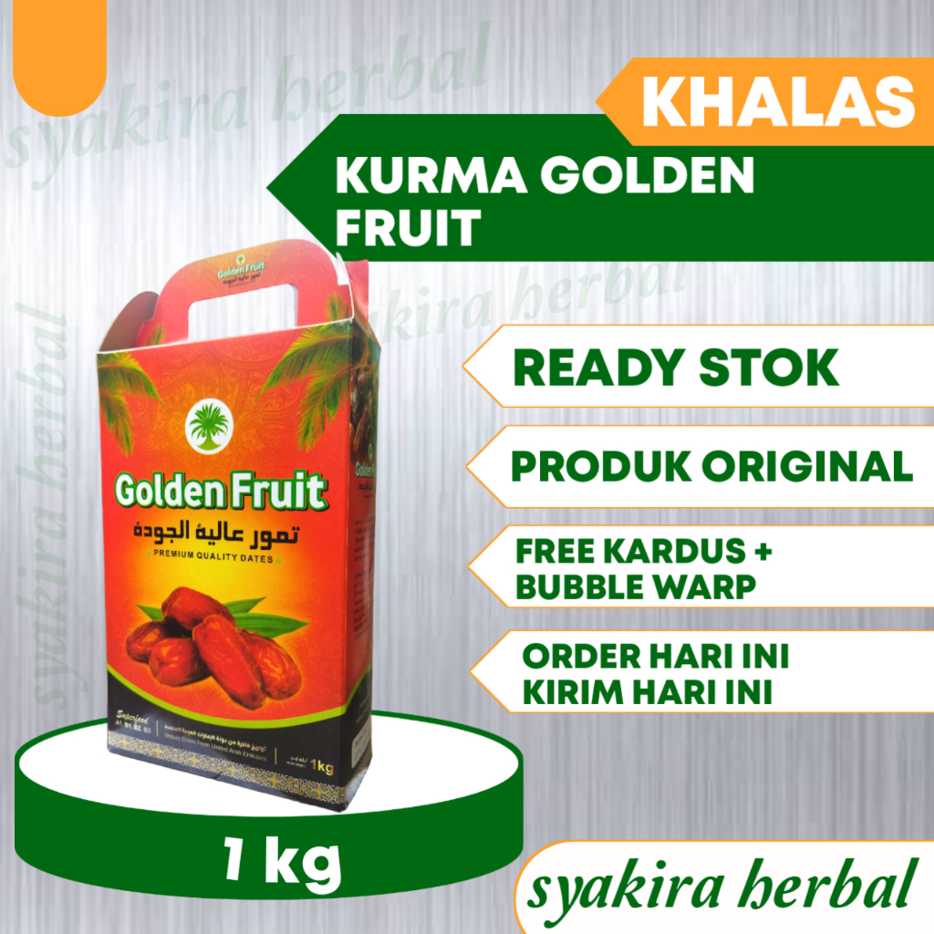 

Kurma Golden Fruit Khalas 1 kg Original 100% Kurma Manis Enak Lembut Bergizi KHALAS