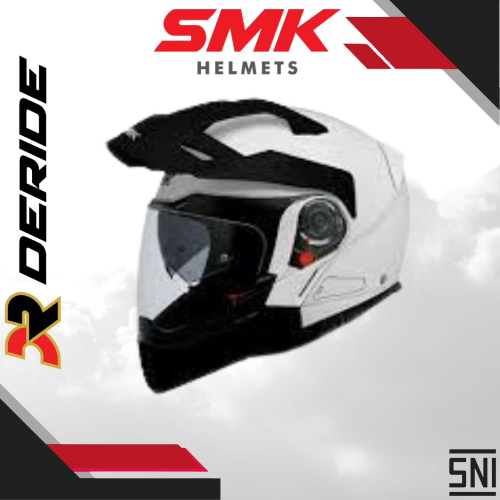 HELM SMK HYBRID EVO BASIC WHITE BGL100 MODULAR CROSS OVER SNI