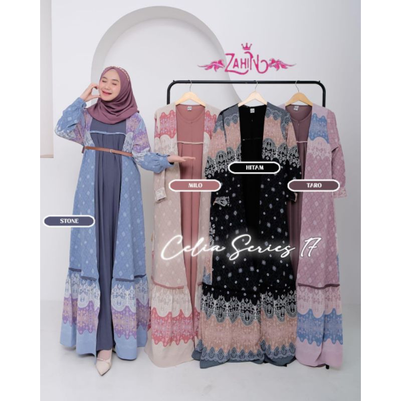CELIA SERIES 17 GAMIS SET HIJAB ORI ZAHIN/DRESS LEBARAN