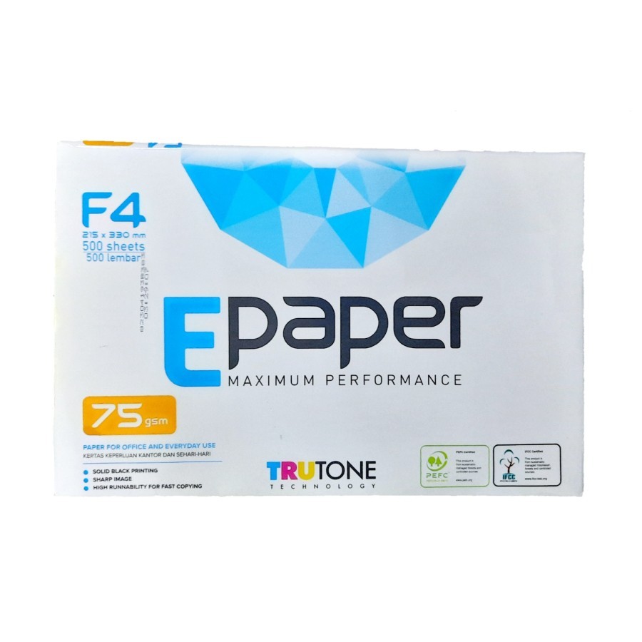 

Kertas Print HVS Fotokopi F4 Folio Epaper 75gr 75 gram 1 Dus 1 Karton