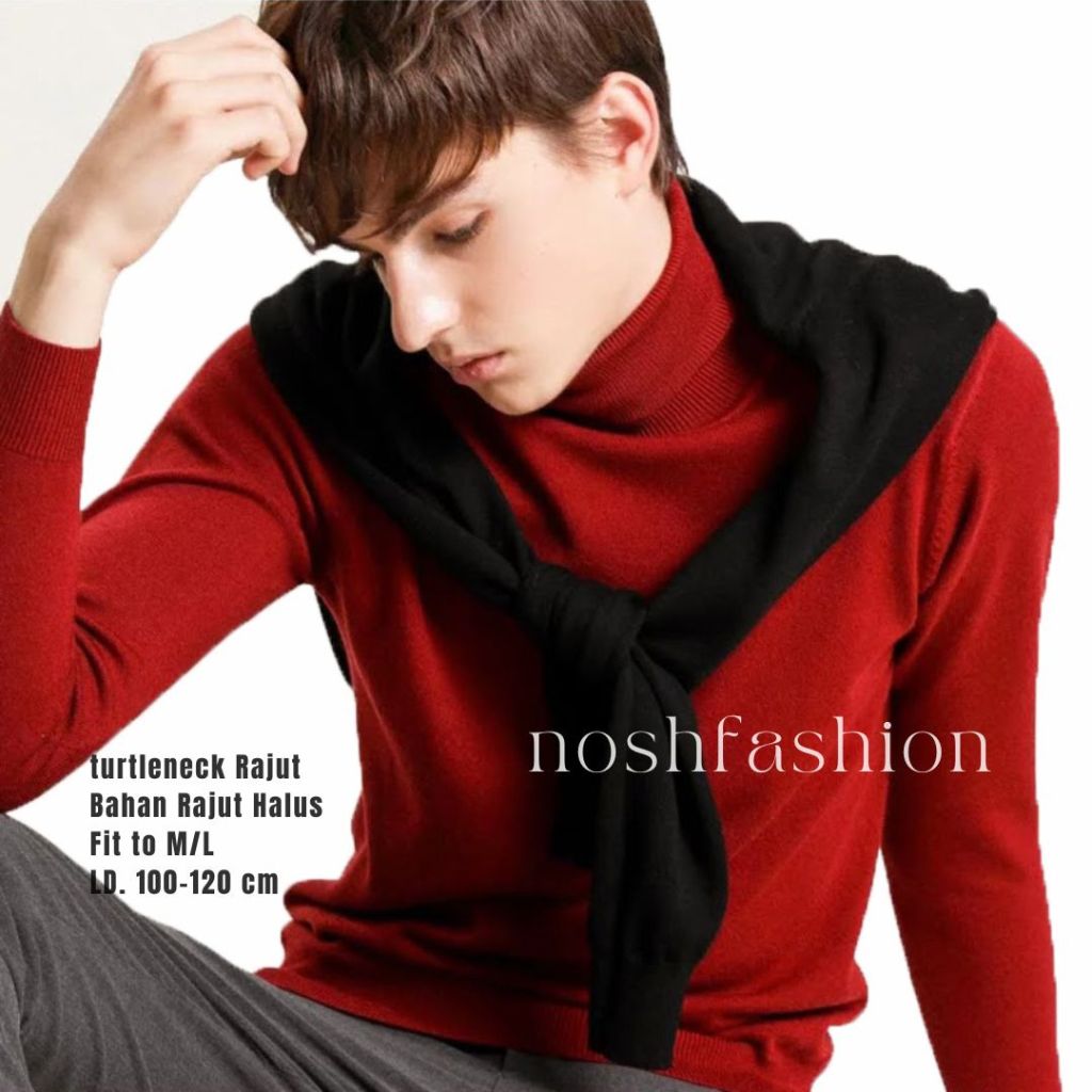 Sweater Rajut pria korea Turtleneck Pria Rajut Murah / Knitting Sweater Turtle neck Leher Tinggi Vin