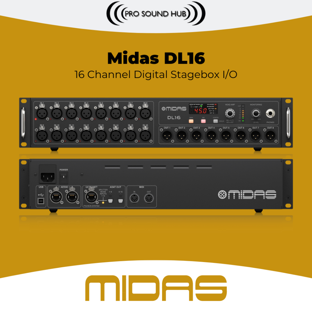 Midas DL16 DL-16 Digital Stagebox Snake Cable 16 Channel In 8 Out M32 X32 M32R WING