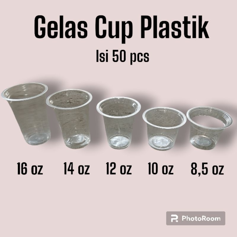 GELAS PLASTIK / CUP PLASTIK 8,5oz, 10oz, 12oz, 14oz, 16oz, 22oz