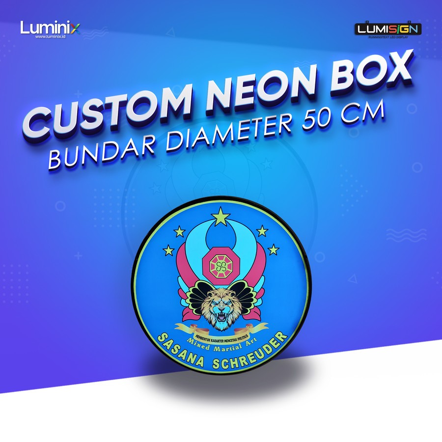 Neon Box Bulat Diameter 50cm Dua Sisi