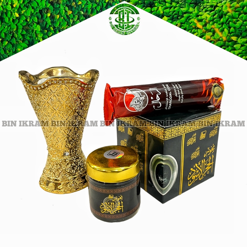 Paket Bukhur Hajar Aswad Tempat Buhur Mabkhara Gold Bakhoor Hajar Aswad Paket Buhur Hajar Aswad