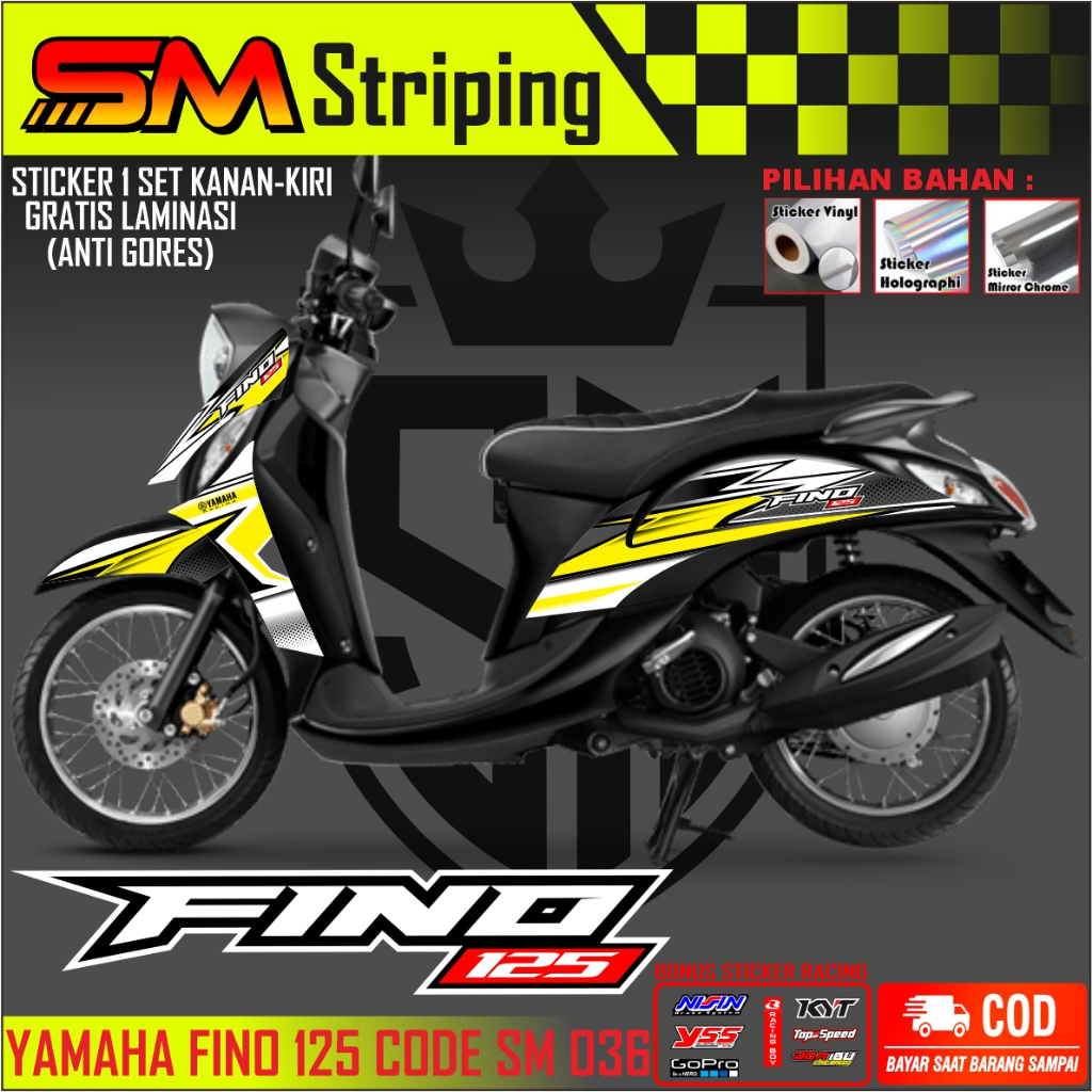 FINO 125 STIKER STRIPING PREMIUM MOTOR KEREN LIS VARIASI FINO 125 STIKER MOTOR YAMAHA DESAIN RACING