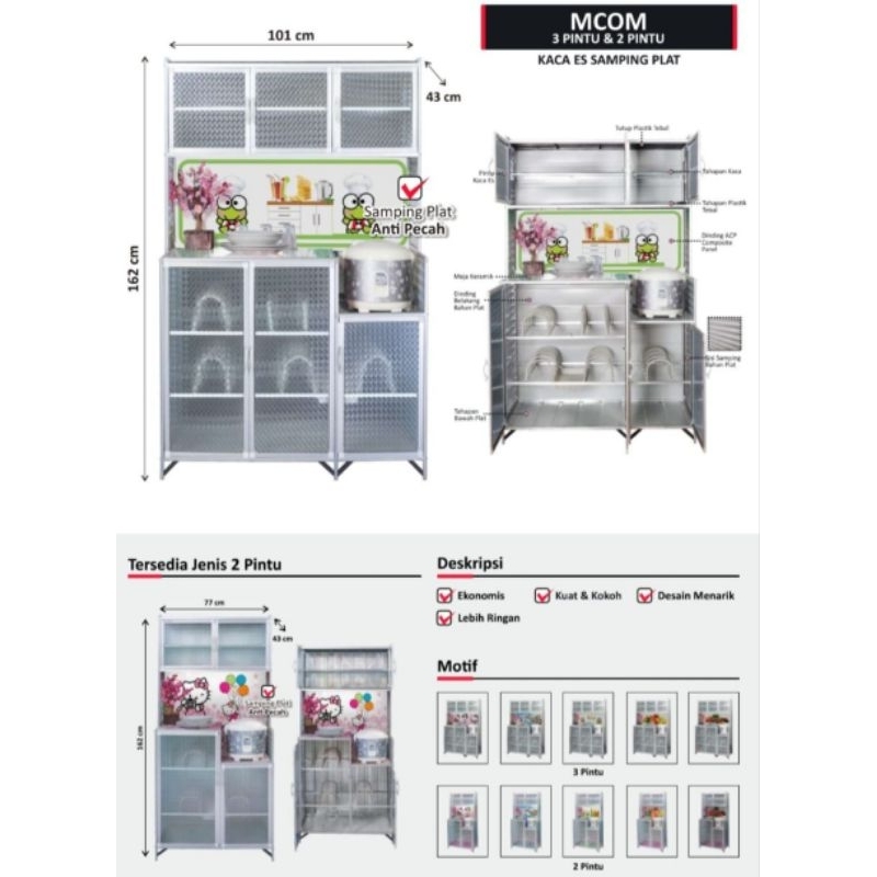 RAK PIRING 3 PINTU KACA ES