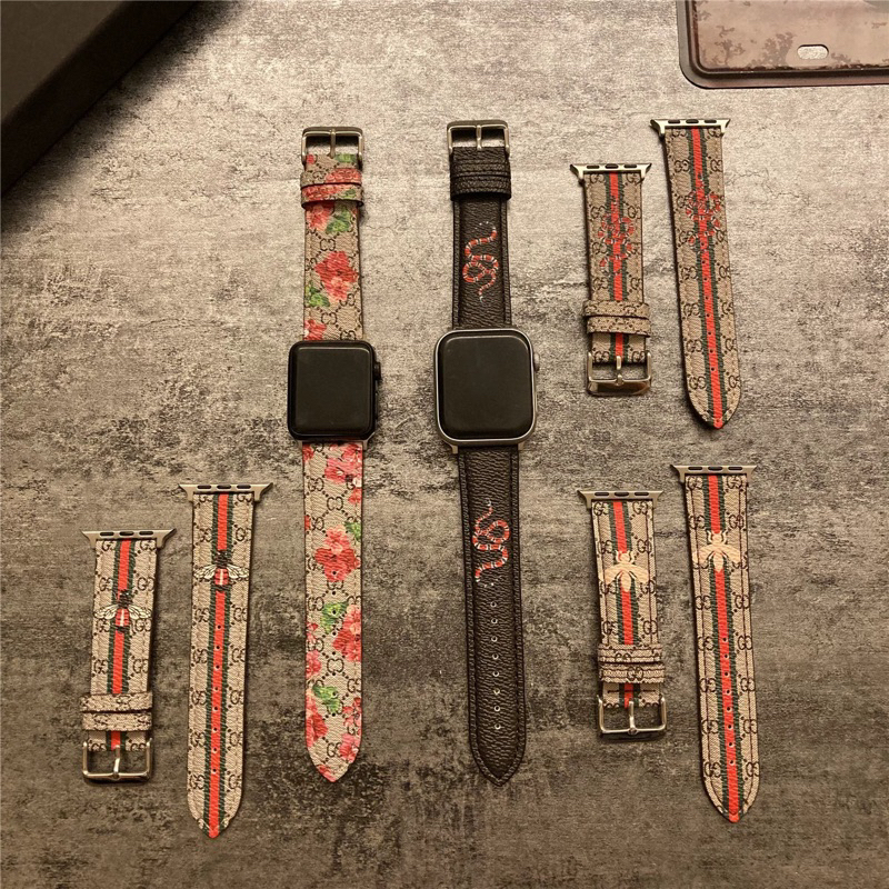 Bluepinkco Gucci GG Snake Ular Printed Strap for IWatch 49 Mm 45mm 44mm 42mm 41mm 40 38 Soft Sport E