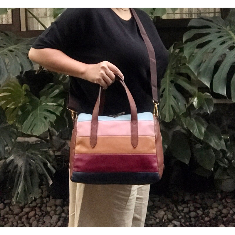 Preloved Sidney satchel multi colour fossil ori ocil F o s s i l original sale bag branded