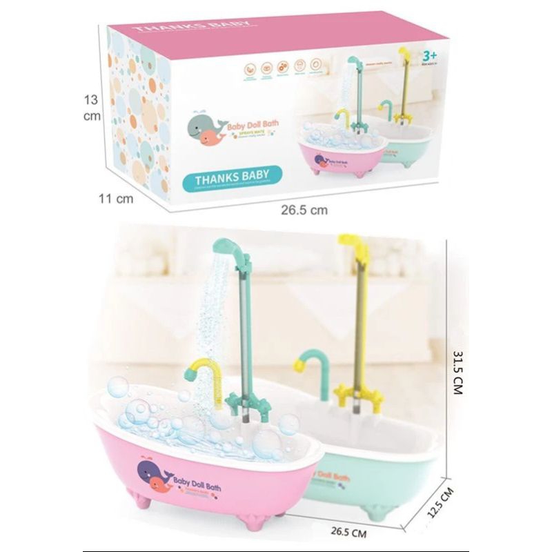 Kado mainan bak baskom shower mandi bayi bath tub gelang susun plastik kecil mandikan boneka anak co