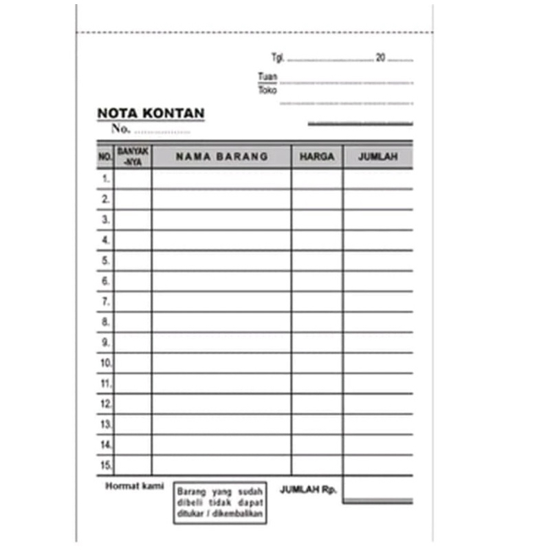 

Nota Kosong 1 Ply / 1 Lembar (Hvs)