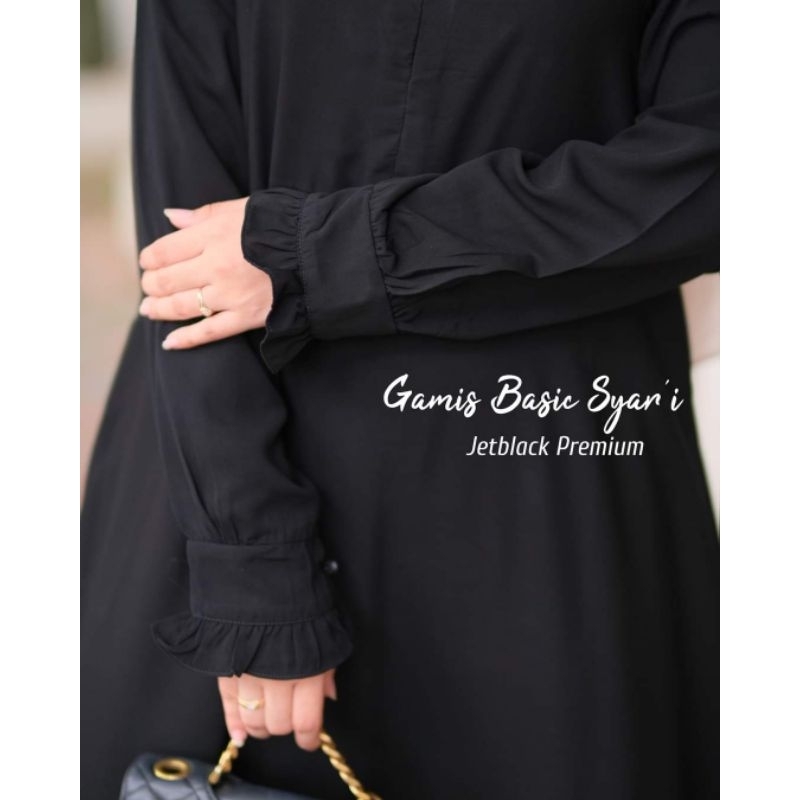 Gamis jetblack polos Ready size S-xxl | Dres hitam pekat | Gamis hitam polos