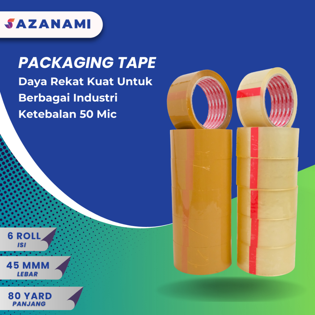 

rtc Lakban Bening 2" Inch 80Y Yard Sazanami Opp Tape Isolasi Selotip