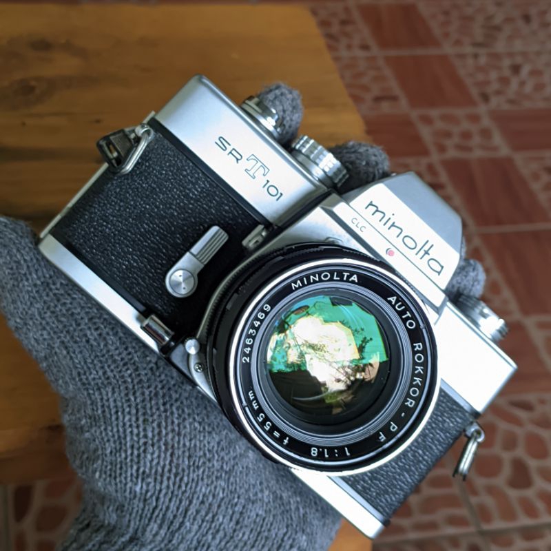 Kamera analog Minolta SRT 101 lensa Minolta 55mm f1.8 joss