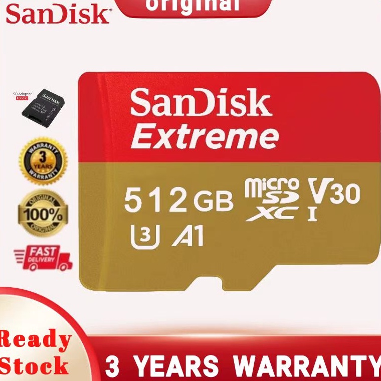 Langsung Order Sandisk Memory Card Extreme Micro Flash SD Card 256GB512GB Kartu TF 128GB Kartu Memor