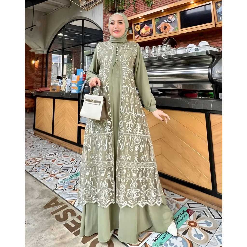 AZKIA DRESS TERBARU 2023 BAHAN Santorini Mix Brukat Aplikasi Payet BERBAGAI WARNA DAN UKURAN/ GAMIS 